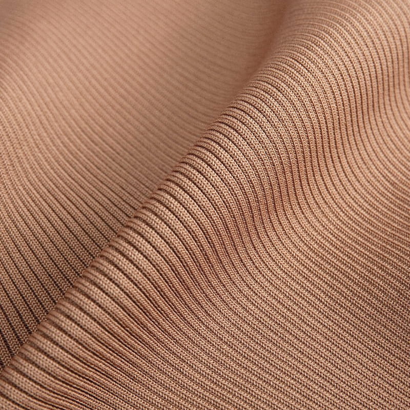 Prążkowana dzianina poliestrowa 2x2 o niskiej rozciągliwości na lekką odzież